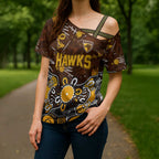 Personalized Hawthorn Hawks Cross Shoulder Shirt Aboriginal Dot Painting Graffiti Style