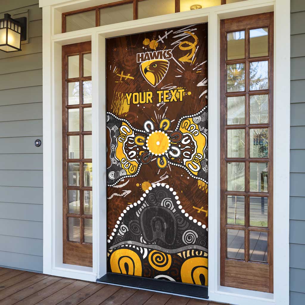 Personalized Hawthorn Hawks Door Cover Aboriginal Dot Painting Graffiti Style
