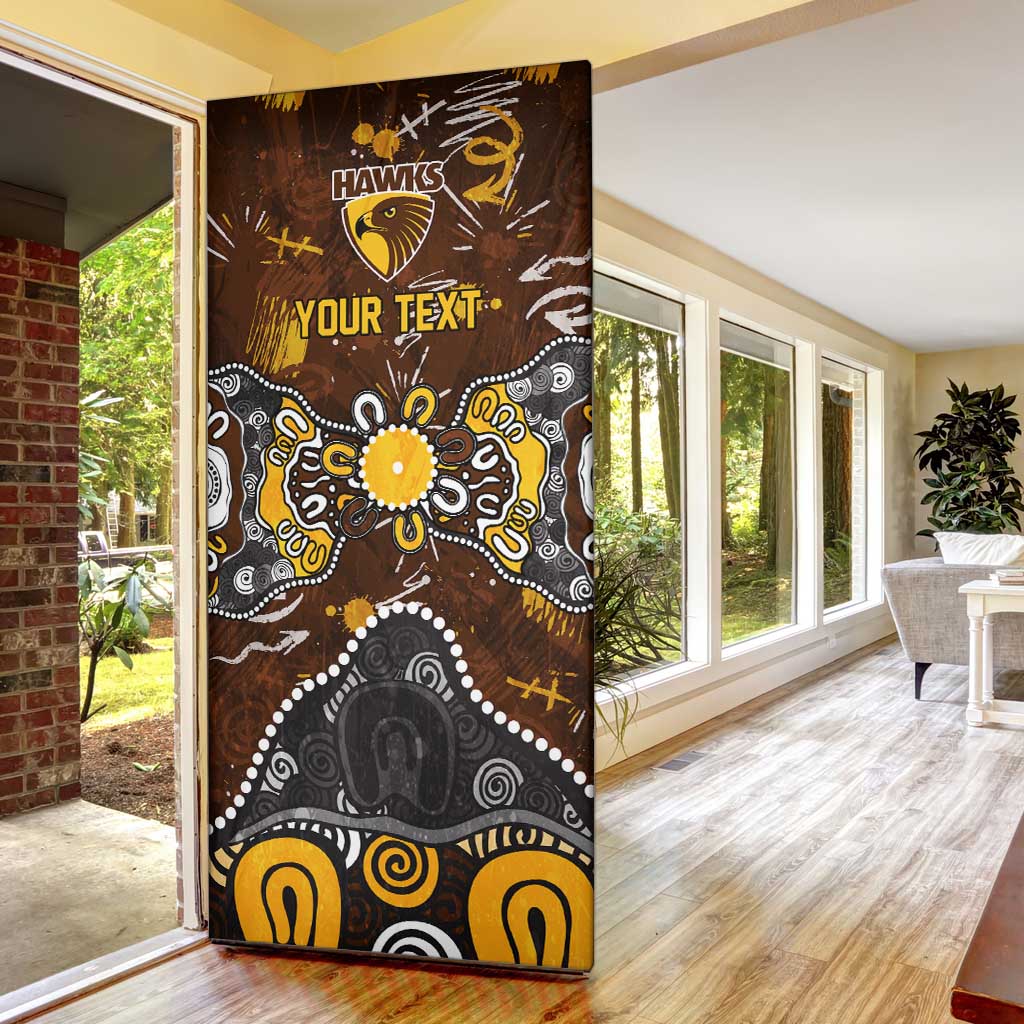 Personalized Hawthorn Hawks Door Cover Aboriginal Dot Painting Graffiti Style