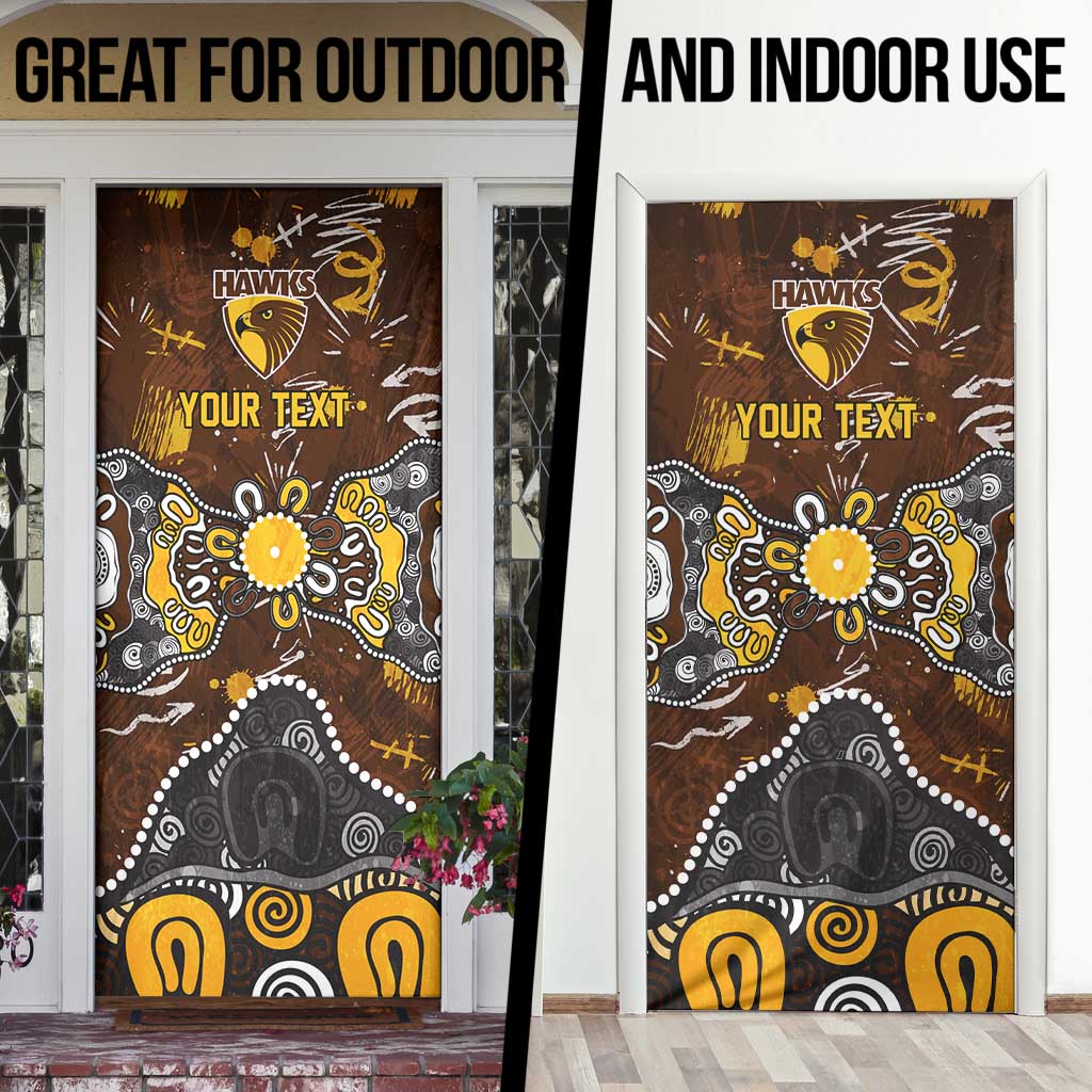Personalized Hawthorn Hawks Door Cover Aboriginal Dot Painting Graffiti Style