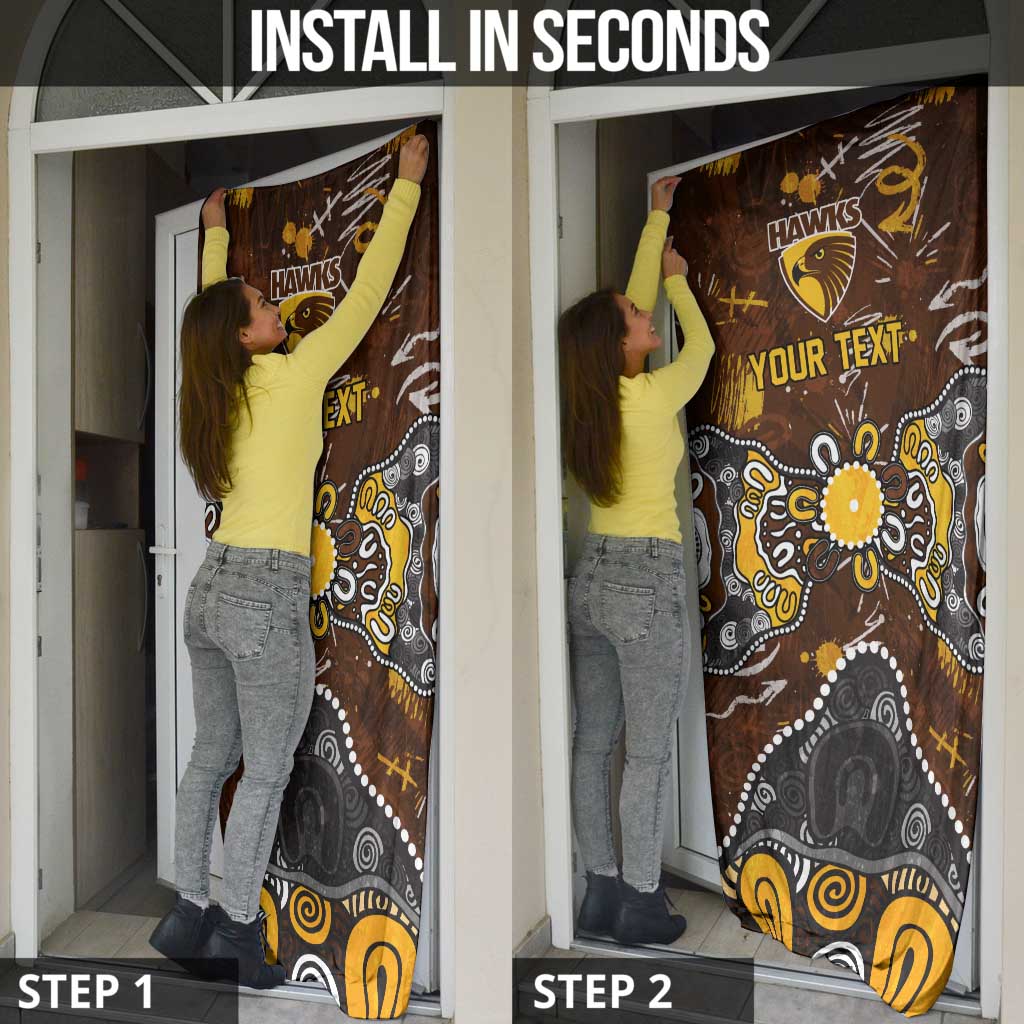 Personalized Hawthorn Hawks Door Cover Aboriginal Dot Painting Graffiti Style