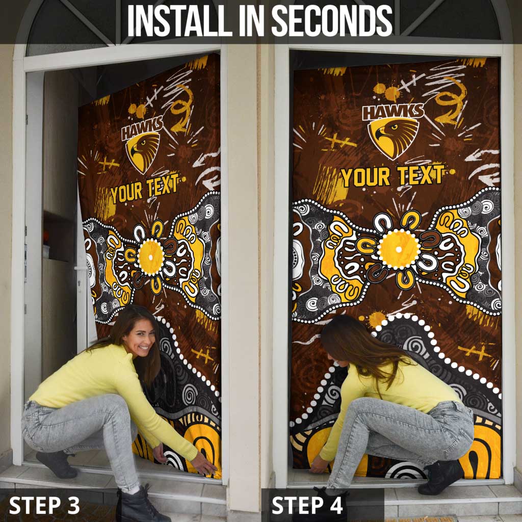 Personalized Hawthorn Hawks Door Cover Aboriginal Dot Painting Graffiti Style