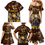 Personalized Hawthorn Hawks Family Matching Mermaid Dress and Hawaiian Shirt Aboriginal Dot Painting Graffiti Style
