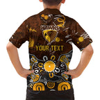 Personalized Hawthorn Hawks Family Matching Puletasi and Hawaiian Shirt Aboriginal Dot Painting Graffiti Style