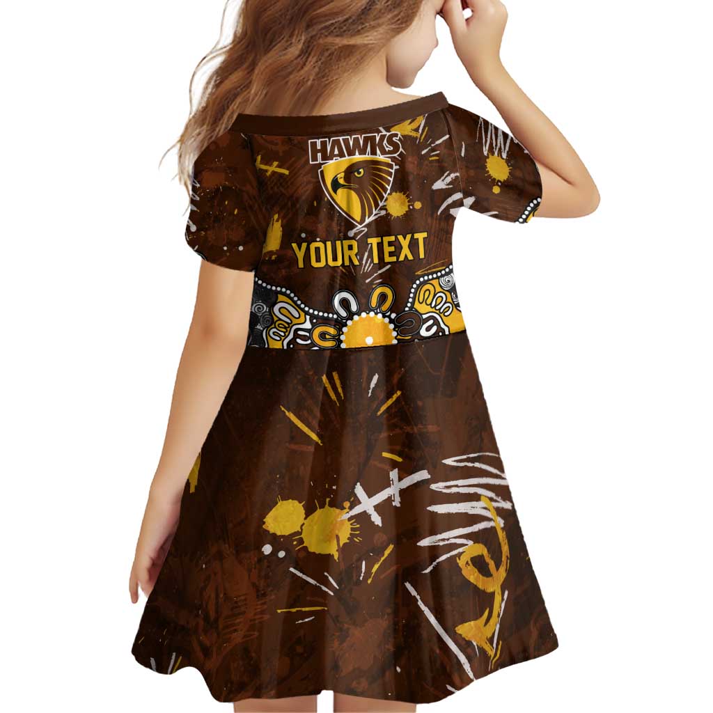 Personalized Hawthorn Hawks Family Matching Summer Maxi Dress and Hawaiian Shirt Aboriginal Dot Painting Graffiti Style