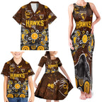 Personalized Hawthorn Hawks Family Matching Tank Maxi Dress and Hawaiian Shirt Aboriginal Dot Painting Graffiti Style
