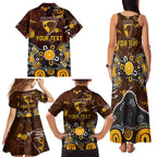 Personalized Hawthorn Hawks Family Matching Tank Maxi Dress and Hawaiian Shirt Aboriginal Dot Painting Graffiti Style