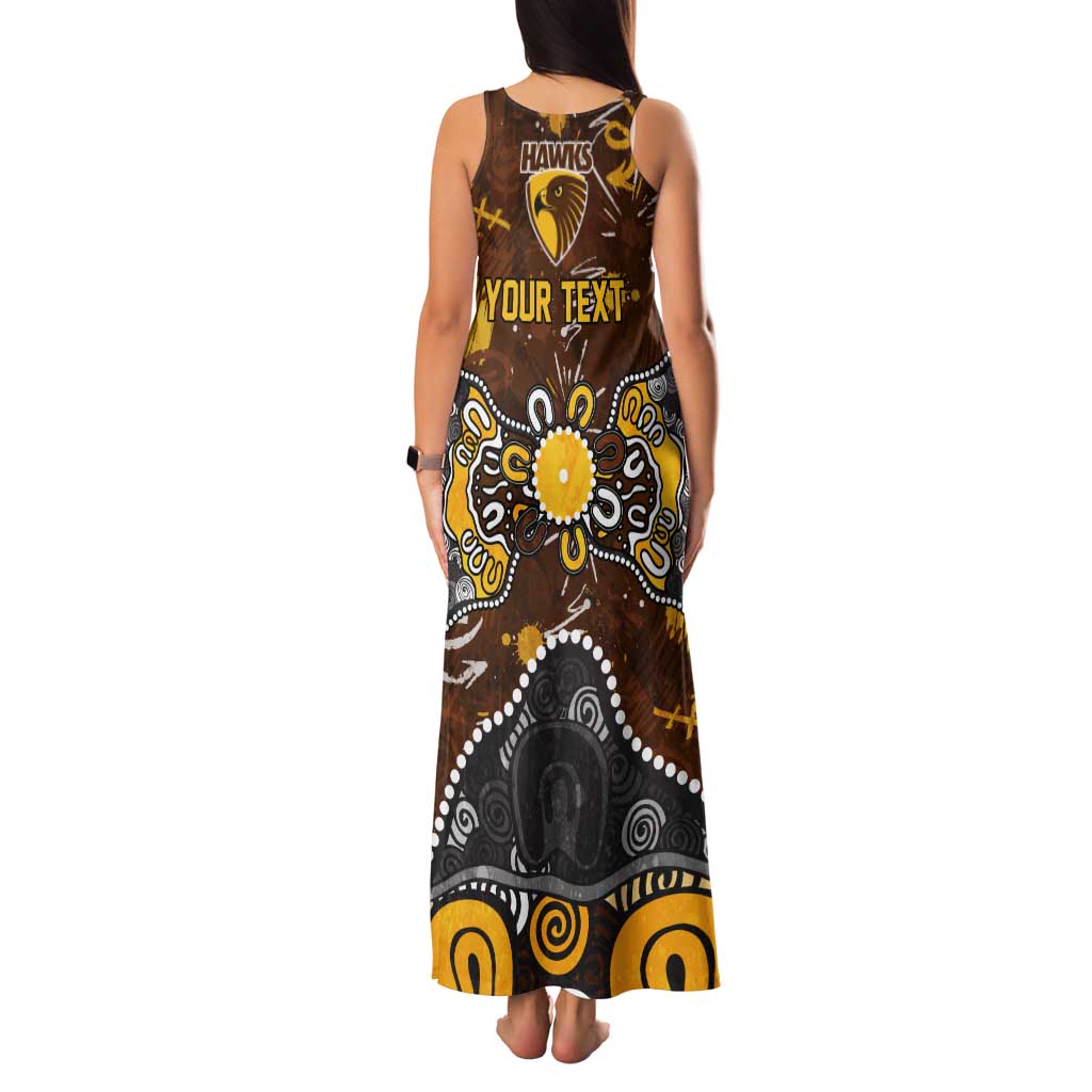 Personalized Hawthorn Hawks Family Matching Tank Maxi Dress and Hawaiian Shirt Aboriginal Dot Painting Graffiti Style