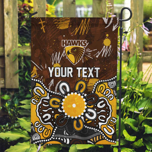 Personalized Hawthorn Hawks Garden Flag Aboriginal Dot Painting Graffiti Style
