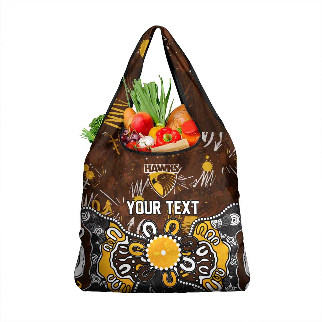 Personalized Hawthorn Hawks Grocery Bag Aboriginal Dot Painting Graffiti Style