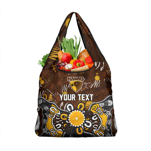 Personalized Hawthorn Hawks Grocery Bag Aboriginal Dot Painting Graffiti Style