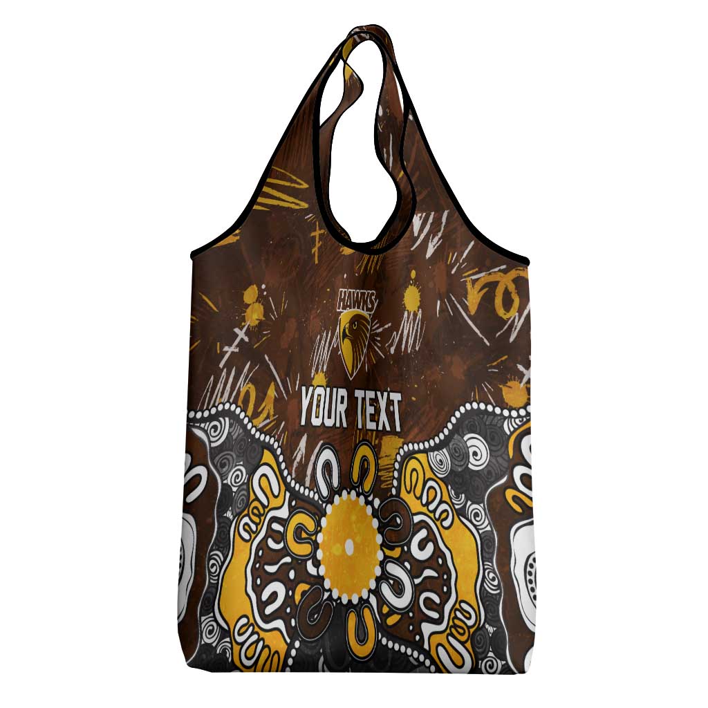 Personalized Hawthorn Hawks Grocery Bag Aboriginal Dot Painting Graffiti Style