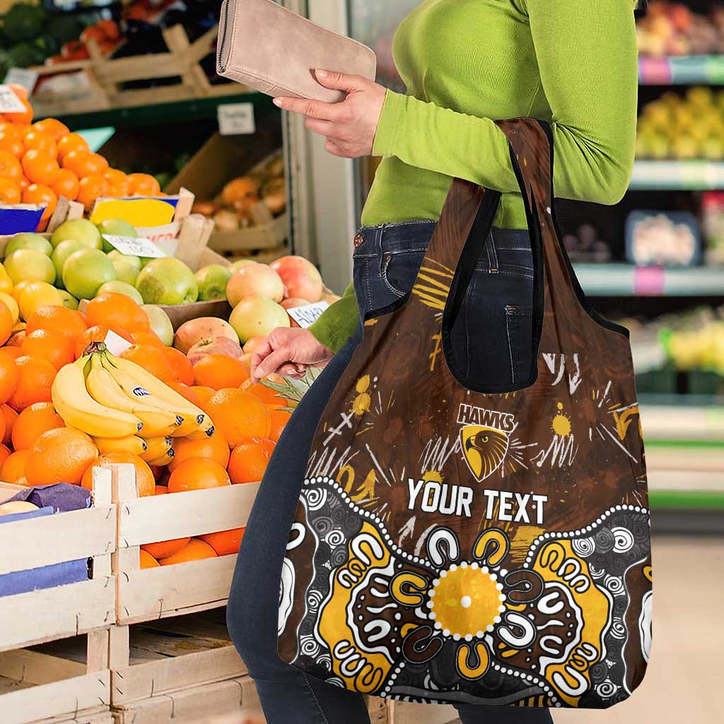 Personalized Hawthorn Hawks Grocery Bag Aboriginal Dot Painting Graffiti Style