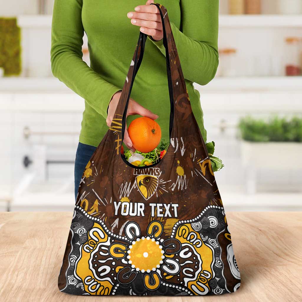 Personalized Hawthorn Hawks Grocery Bag Aboriginal Dot Painting Graffiti Style