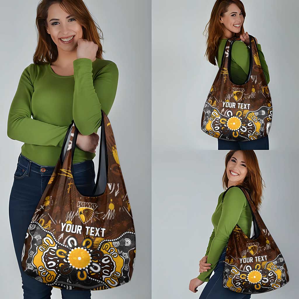 Personalized Hawthorn Hawks Grocery Bag Aboriginal Dot Painting Graffiti Style