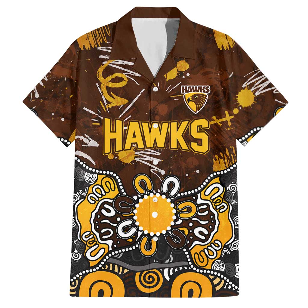 Personalized Hawthorn Hawks Hawaiian Shirt Aboriginal Dot Painting Graffiti Style