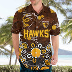 Personalized Hawthorn Hawks Hawaiian Shirt Aboriginal Dot Painting Graffiti Style