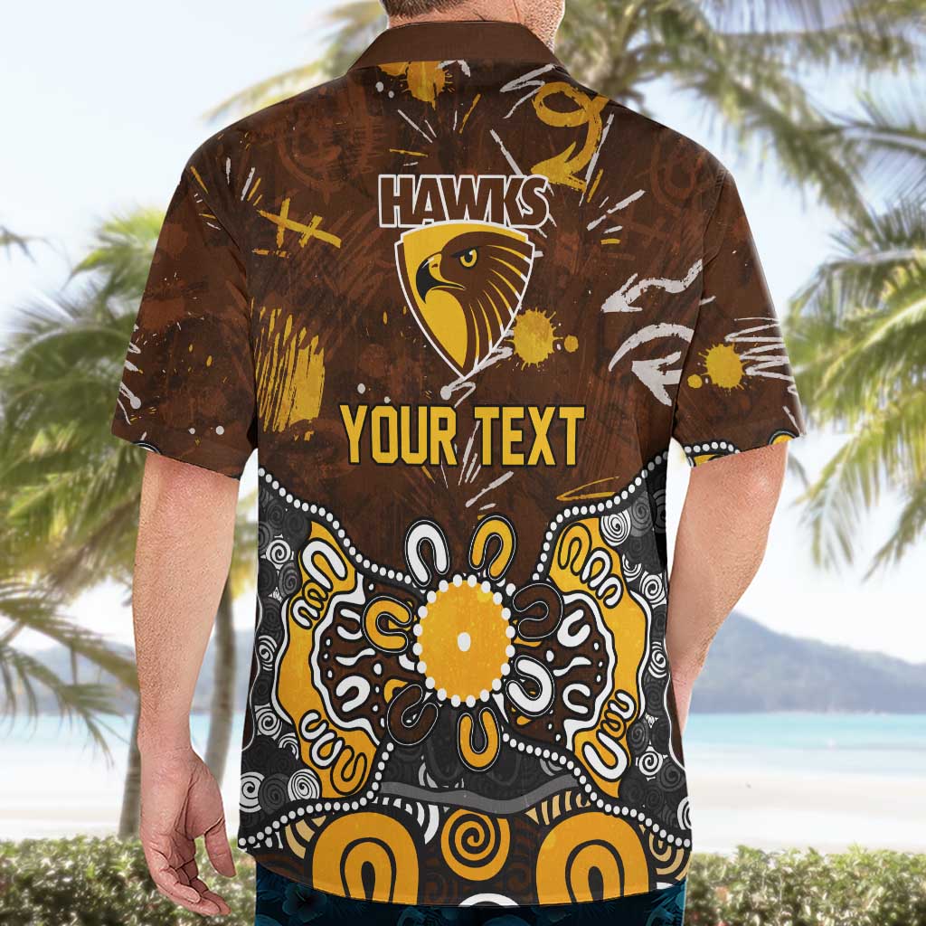 Personalized Hawthorn Hawks Hawaiian Shirt Aboriginal Dot Painting Graffiti Style