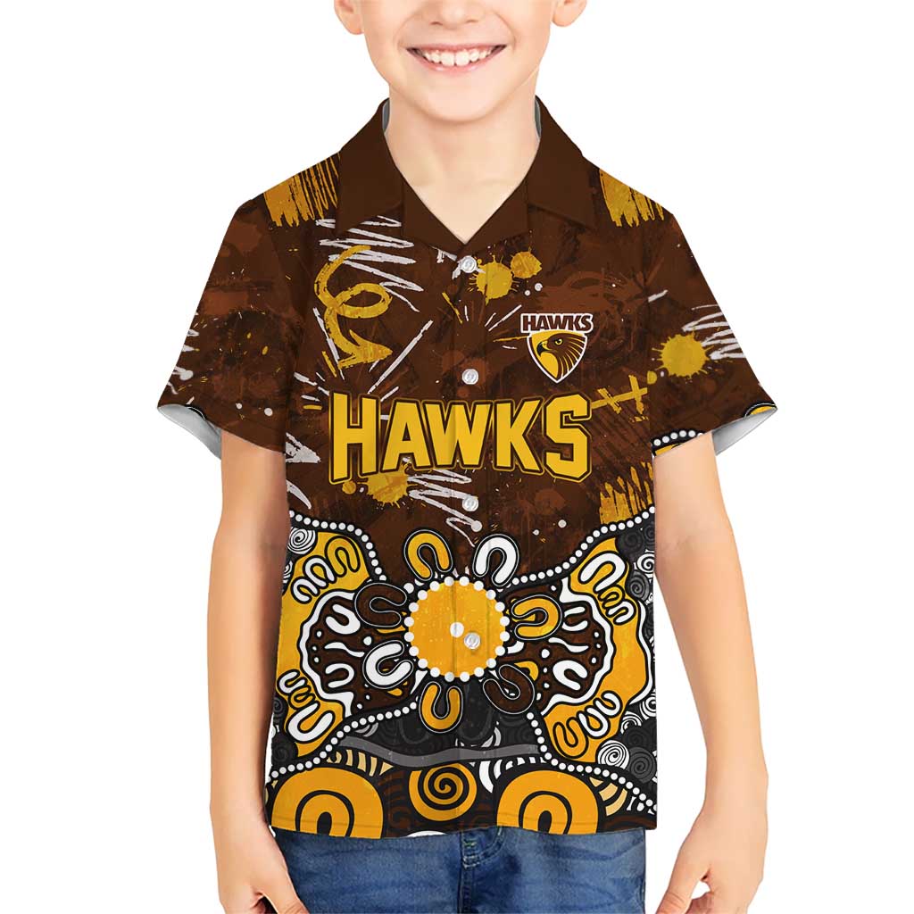 Personalized Hawthorn Hawks Hawaiian Shirt Aboriginal Dot Painting Graffiti Style