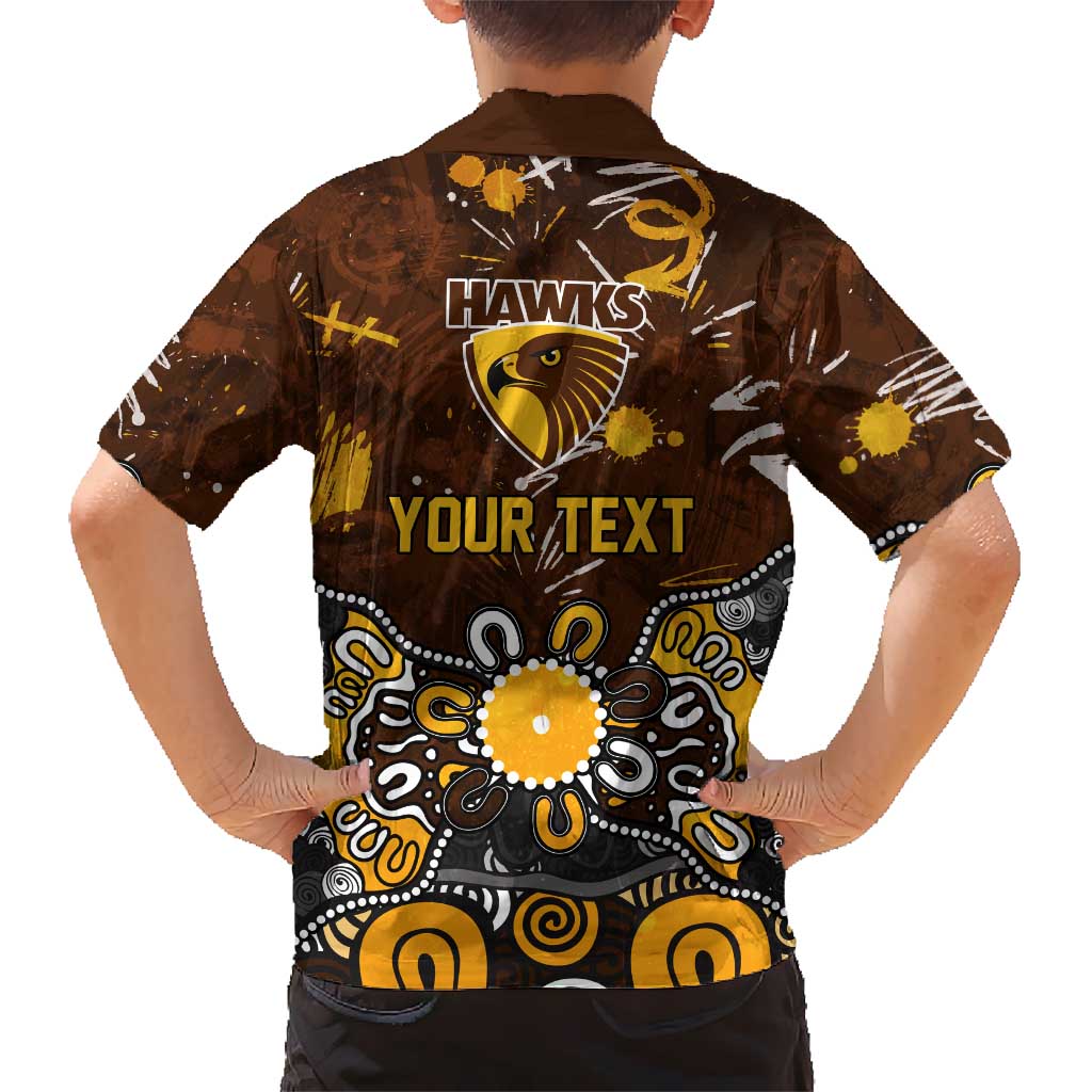 Personalized Hawthorn Hawks Hawaiian Shirt Aboriginal Dot Painting Graffiti Style