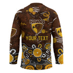 Personalized Hawthorn Hawks Hockey Jersey Aboriginal Dot Painting Graffiti Style