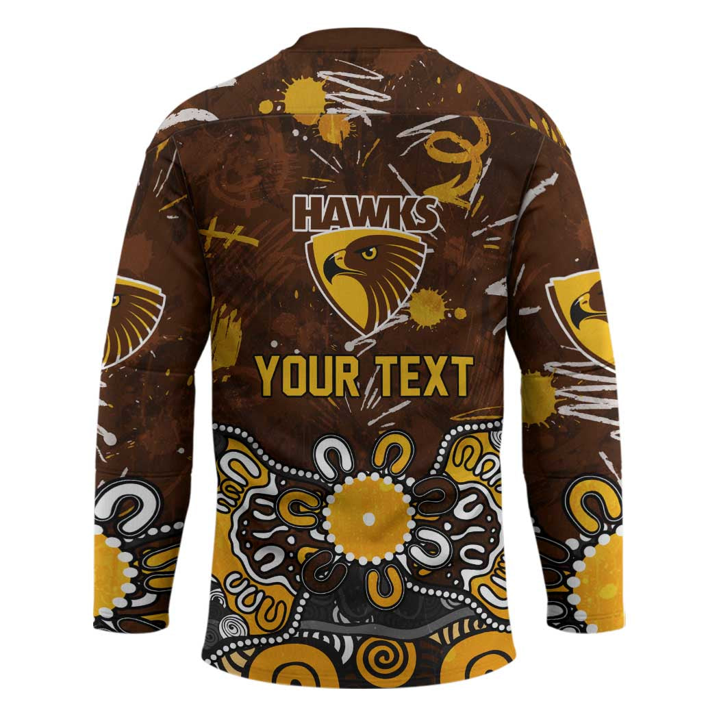 Personalized Hawthorn Hawks Hockey Jersey Aboriginal Dot Painting Graffiti Style