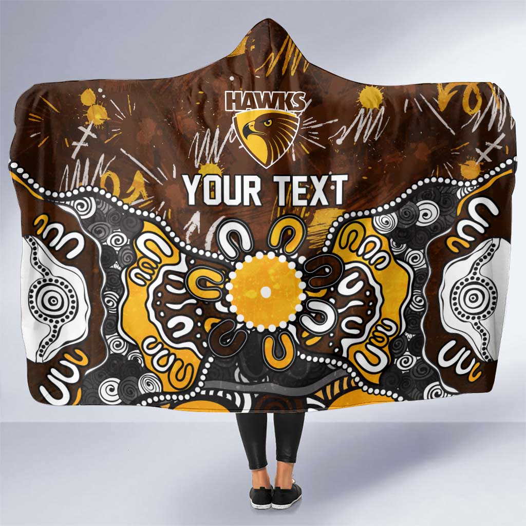 Personalized Hawthorn Hawks Hooded Blanket Aboriginal Dot Painting Graffiti Style