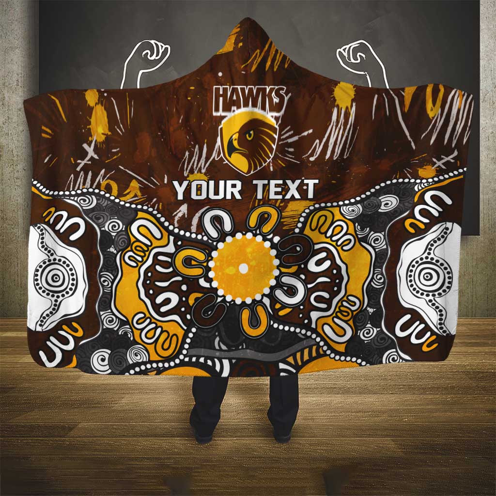 Personalized Hawthorn Hawks Hooded Blanket Aboriginal Dot Painting Graffiti Style