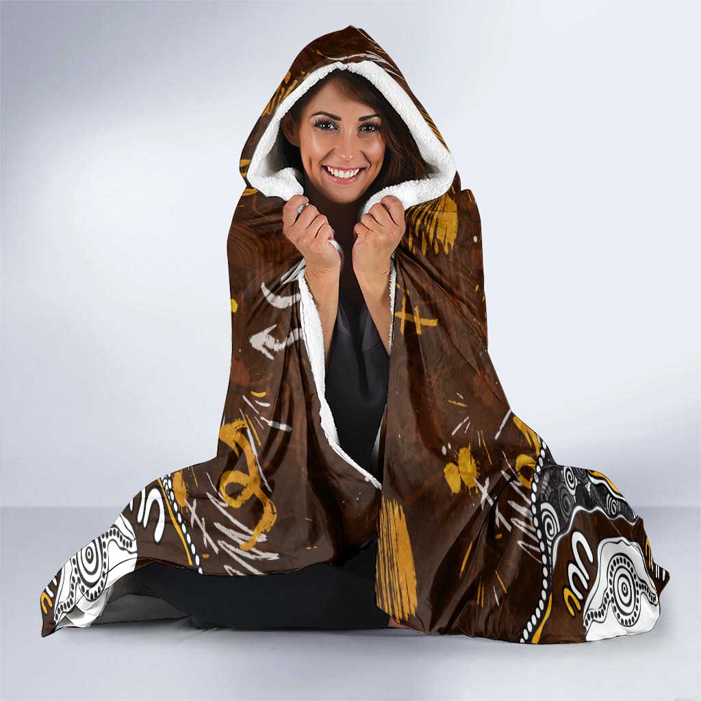 Personalized Hawthorn Hawks Hooded Blanket Aboriginal Dot Painting Graffiti Style