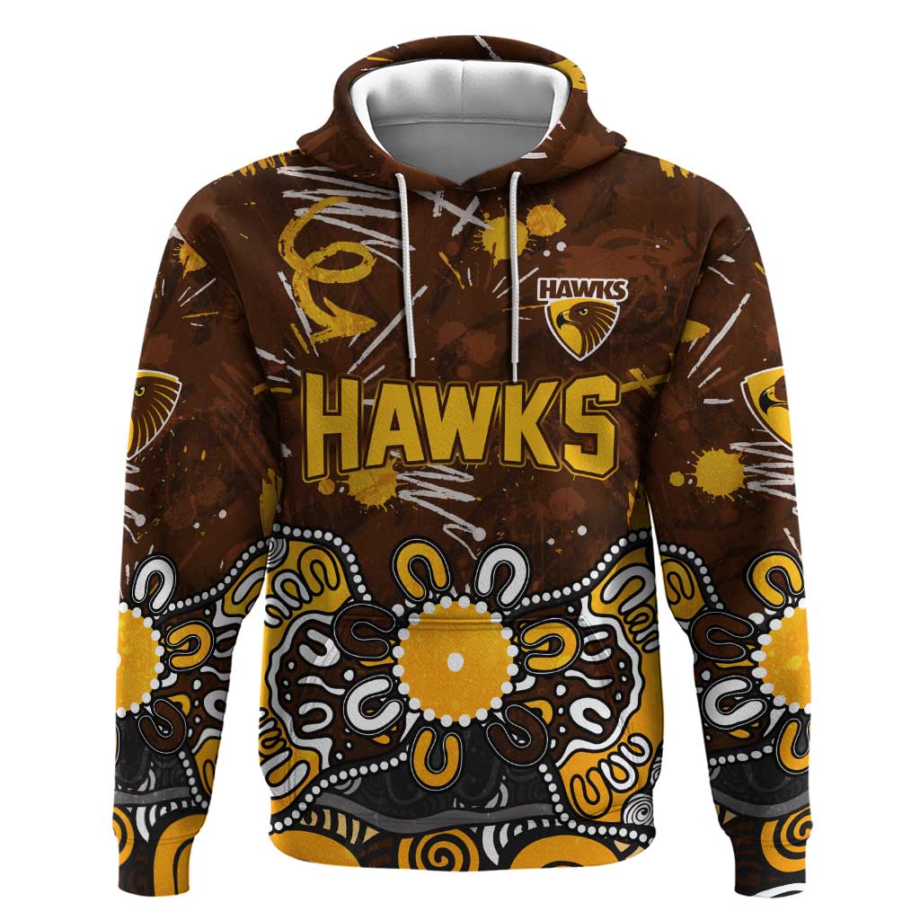 Personalized Hawthorn Hawks Hoodie Aboriginal Dot Painting Graffiti Style