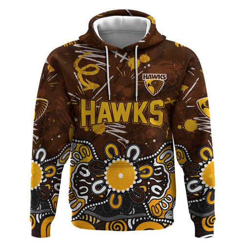 Personalized Hawthorn Hawks Hoodie Aboriginal Dot Painting Graffiti Style