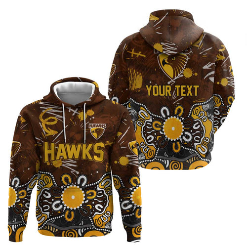 Personalized Hawthorn Hawks Hoodie Aboriginal Dot Painting Graffiti Style