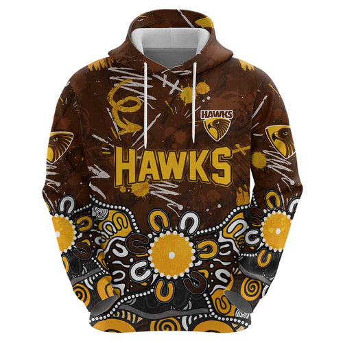 Personalized Hawthorn Hawks Hoodie Aboriginal Dot Painting Graffiti Style