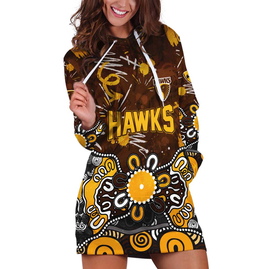 Personalized Hawthorn Hawks Hoodie Dress Aboriginal Dot Painting Graffiti Style