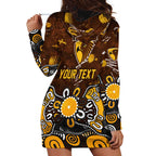 Personalized Hawthorn Hawks Hoodie Dress Aboriginal Dot Painting Graffiti Style