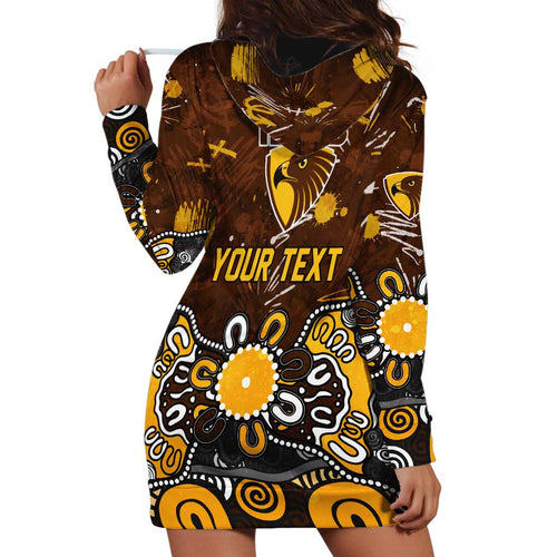 Personalized Hawthorn Hawks Hoodie Dress Aboriginal Dot Painting Graffiti Style