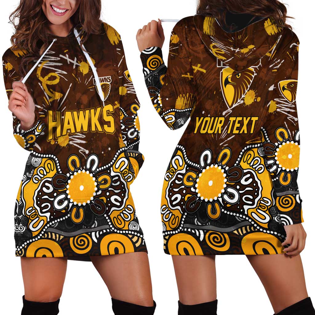 Personalized Hawthorn Hawks Hoodie Dress Aboriginal Dot Painting Graffiti Style