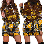 Personalized Hawthorn Hawks Hoodie Dress Aboriginal Dot Painting Graffiti Style