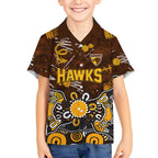 Personalized Hawthorn Hawks Kid Hawaiian Shirt Aboriginal Dot Painting Graffiti Style