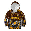 Personalized Hawthorn Hawks Kid Hoodie Aboriginal Dot Painting Graffiti Style