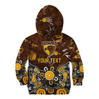 Personalized Hawthorn Hawks Kid Hoodie Aboriginal Dot Painting Graffiti Style