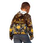 Personalized Hawthorn Hawks Kid Hoodie Aboriginal Dot Painting Graffiti Style