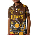 Personalized Hawthorn Hawks Kid Polo Shirt Aboriginal Dot Painting Graffiti Style