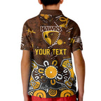 Personalized Hawthorn Hawks Kid Polo Shirt Aboriginal Dot Painting Graffiti Style