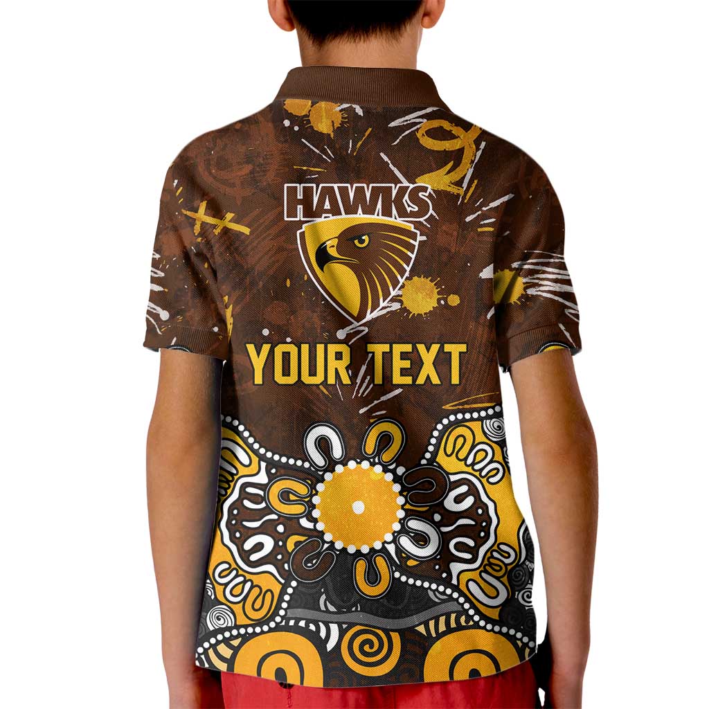 Personalized Hawthorn Hawks Kid Polo Shirt Aboriginal Dot Painting Graffiti Style