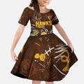 Personalized Hawthorn Hawks Kid Short Sleeve Dress Aboriginal Dot Painting Graffiti Style