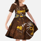 Personalized Hawthorn Hawks Kid Short Sleeve Dress Aboriginal Dot Painting Graffiti Style