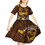 Personalized Hawthorn Hawks Kid Short Sleeve Dress Aboriginal Dot Painting Graffiti Style