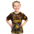 Personalized Hawthorn Hawks Kid T Shirt Aboriginal Dot Painting Graffiti Style