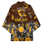 Personalized Hawthorn Hawks Kimono Aboriginal Dot Painting Graffiti Style